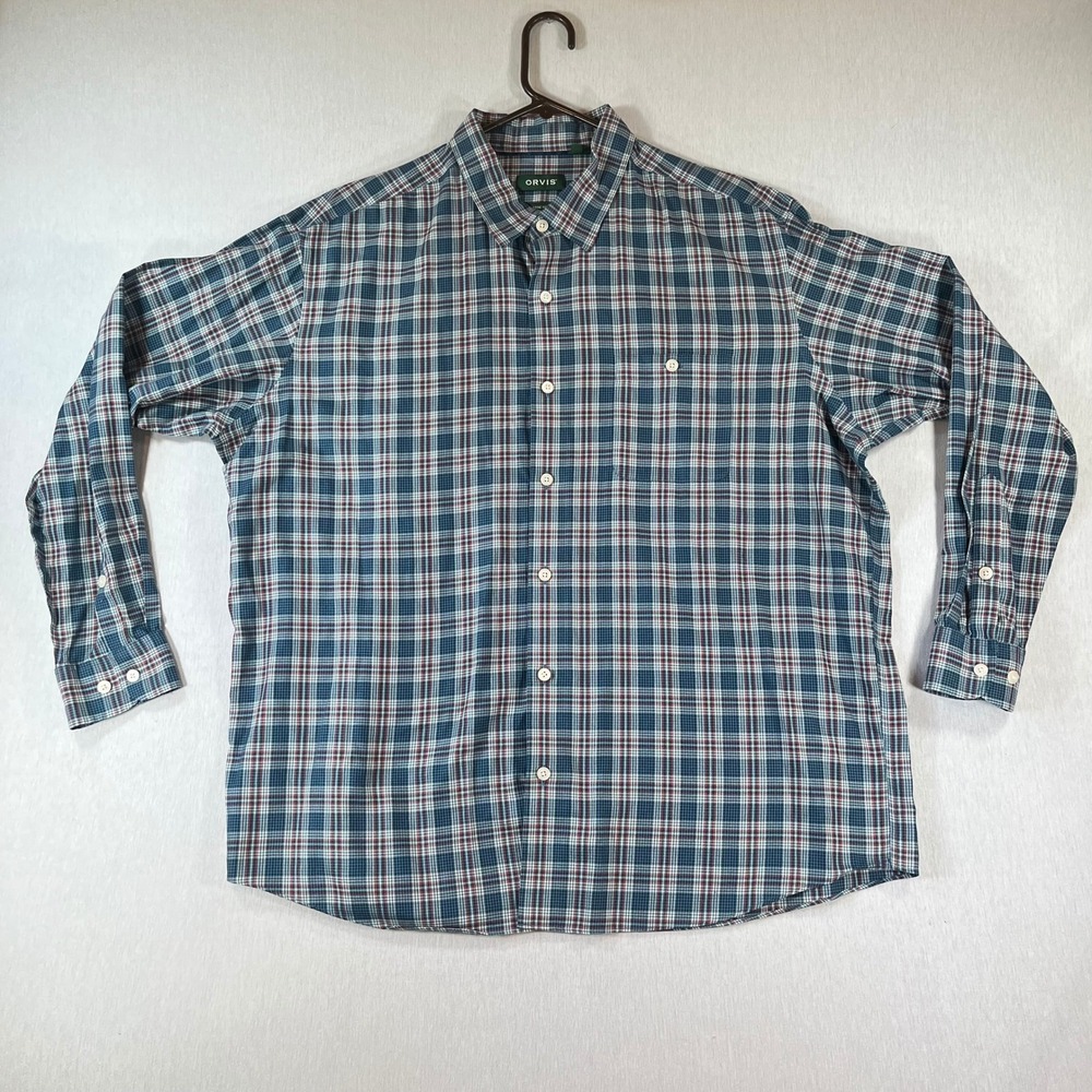 Orvis Shirt Mens XXL Wrinkle Free Stretch Long Sleeve Button Down Classic Fit